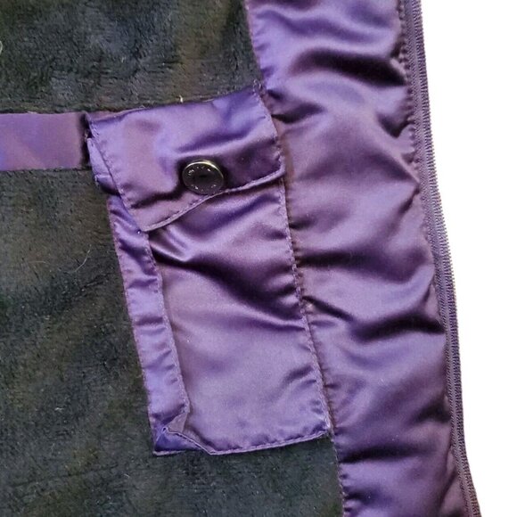 Calvin Klein Womens Down Puffer Coat L Purple Gray Faux Fur Trim Removable Hood - Picture 10 of 16